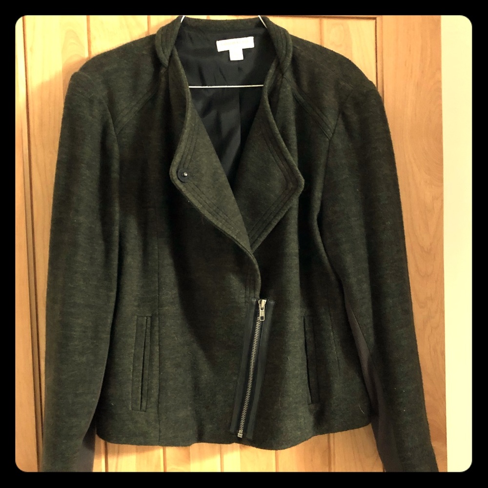 Blue-gray flannel moto jacket